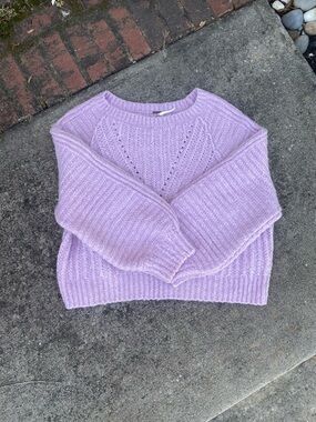 Free People Lavender Ribbed Crewneck Sweater